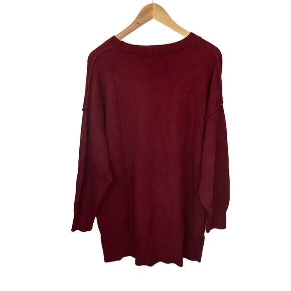 Philosophy Womens Tunic Sweater Plus Size 2X Dark Red Pullover Exposed Seams - Picture 3 of 6